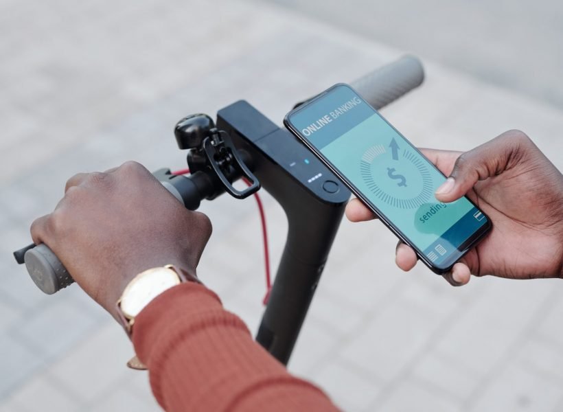 Payment for scooter rent by smartphone